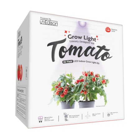 Miracle Led 2-Socket Tomato Grow Light Kit- Red & Blue Spec.12W Replace 150W Grow Bulbs, White Shades, Timer 802059